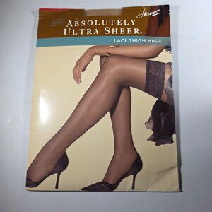 Hanes Absolutely Ultra Sheer Lace Thigh Highs Medium Barely There Nylon Hosiery